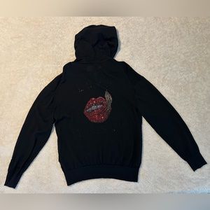 Zadig & Voltaire lightweight rhinestone hoodie merino wool sweatshirt size L